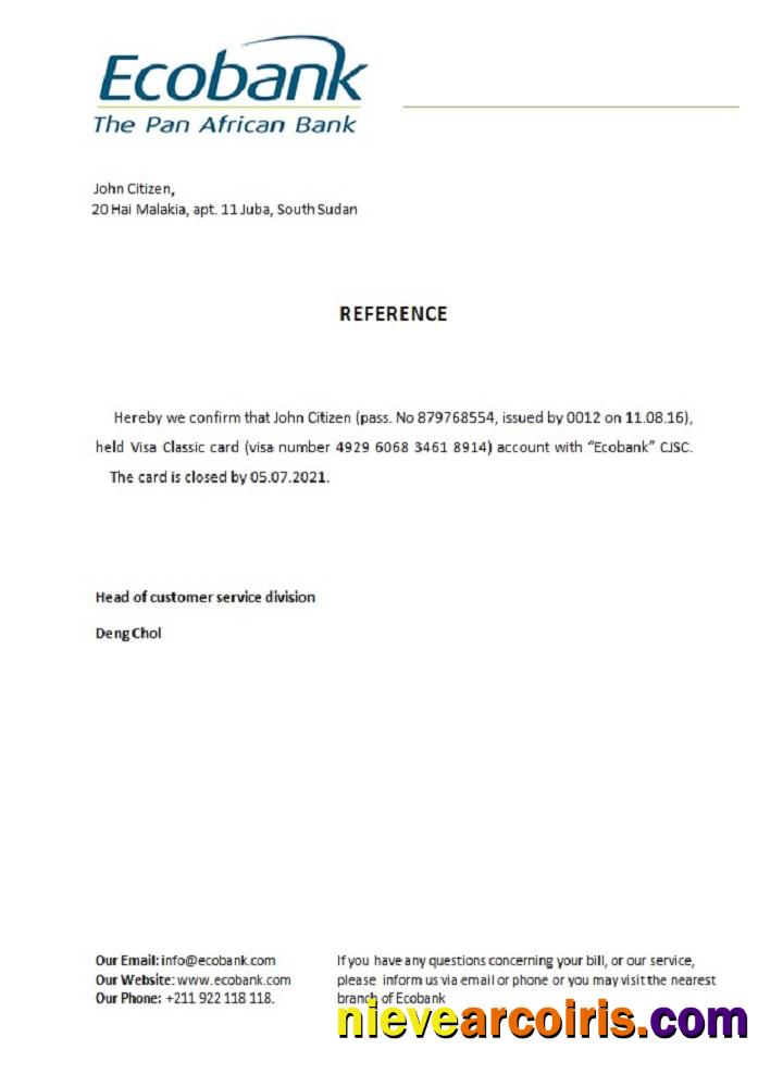 South Sudan Ecobank closure reference